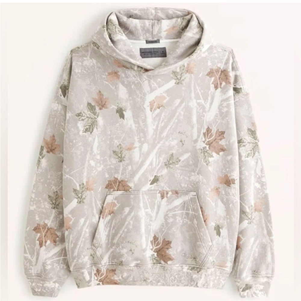 Abercrombie & Fitch Off White Camo Popover Hoodie
